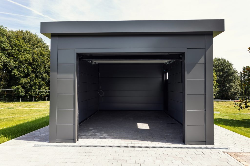 A Front View Photo Of The Garage 3663 In Anthracite With The Garage Door Opened