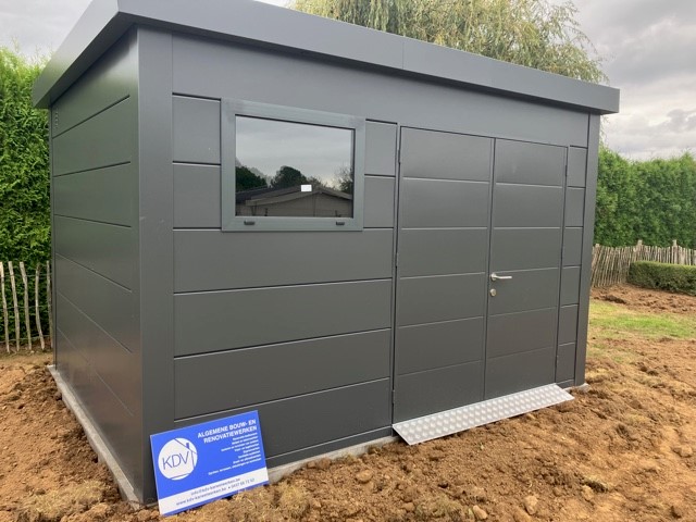 A Photo of a Newly Installed Eleganto 3930 Metal Steel Building in Anthracite