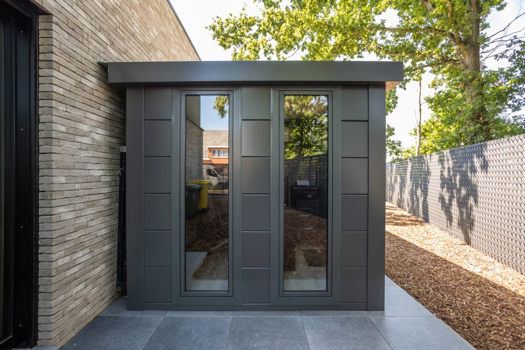 A Photo Of The Luminato 2424 Garden Room in Anthracite Showing The Two Windows