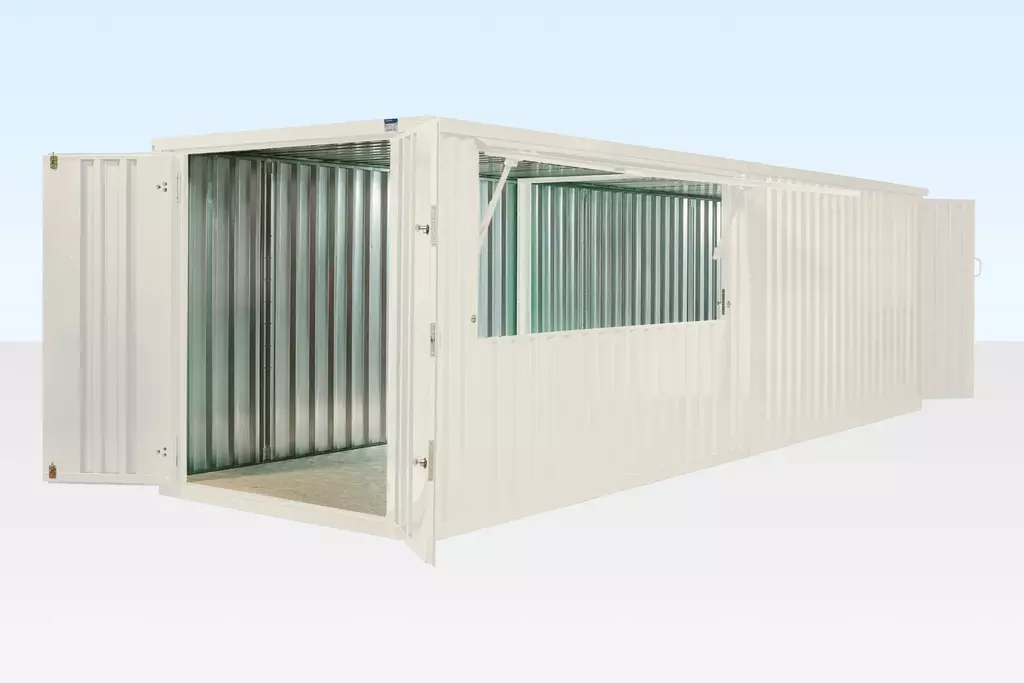INSTAspace Flat Pack Kiosk 4m XL And 4m Store Bundle End Linked White Powder Coat