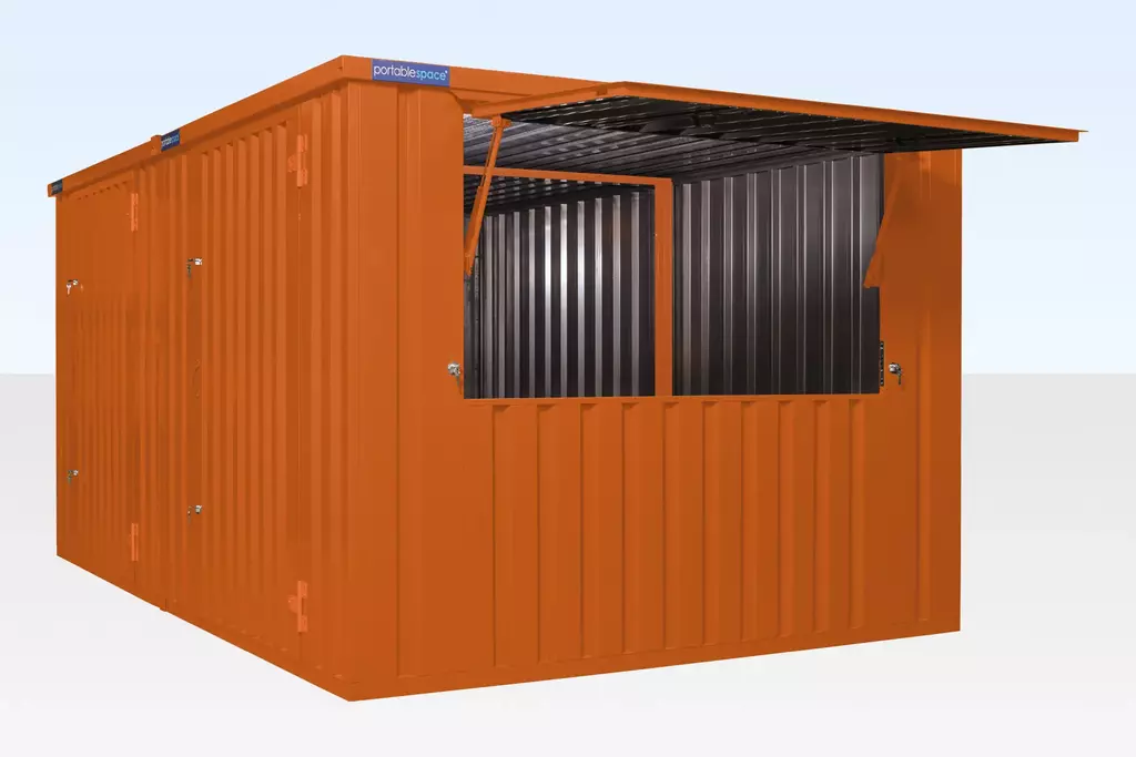 INSTAspace Flat Pack Kiosk 3m XL Twin Bundle Side Linked Orange Powder Coat