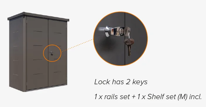 The Telluria Giamadio Garden Cupboard comes with a lockable double door with two keys